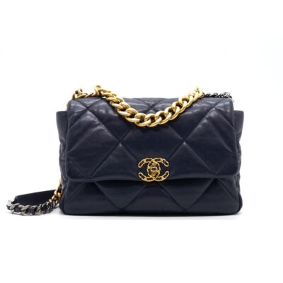 CHANEL 19 LARGE FLAP BAG  NAVY