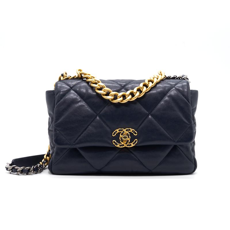 CHANEL 19 LARGE FLAP BAG NAVY