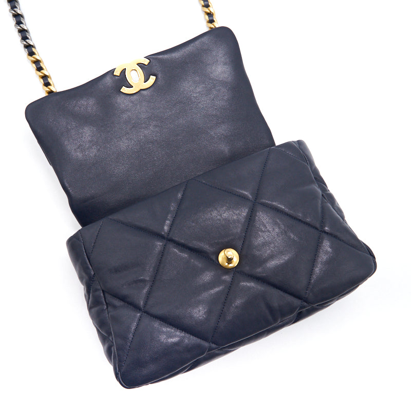CHANEL 19 LARGE FLAP BAG NAVY - Image 9