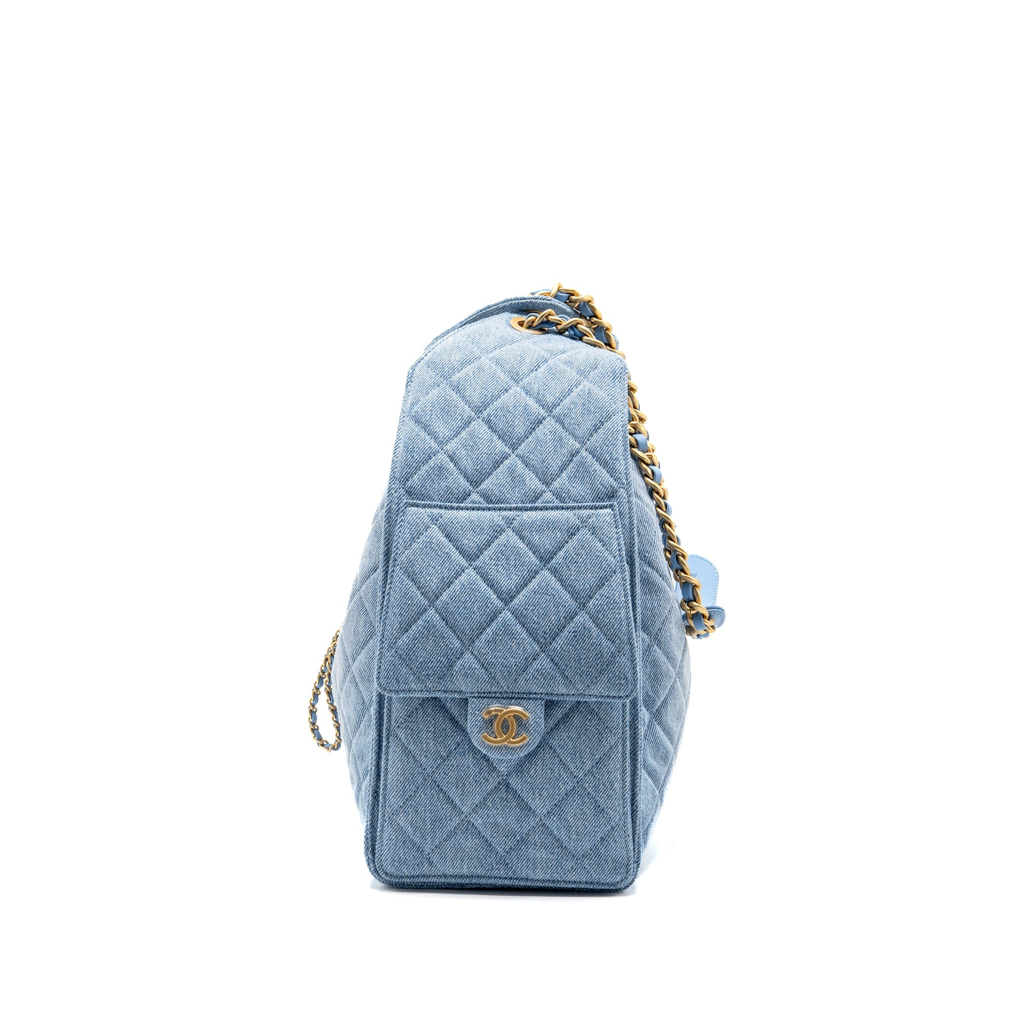 CHANEL 25 MEDIUM HANDBAG WASHED DENIM BLUE GHW (MICROCHIP) - Image 3