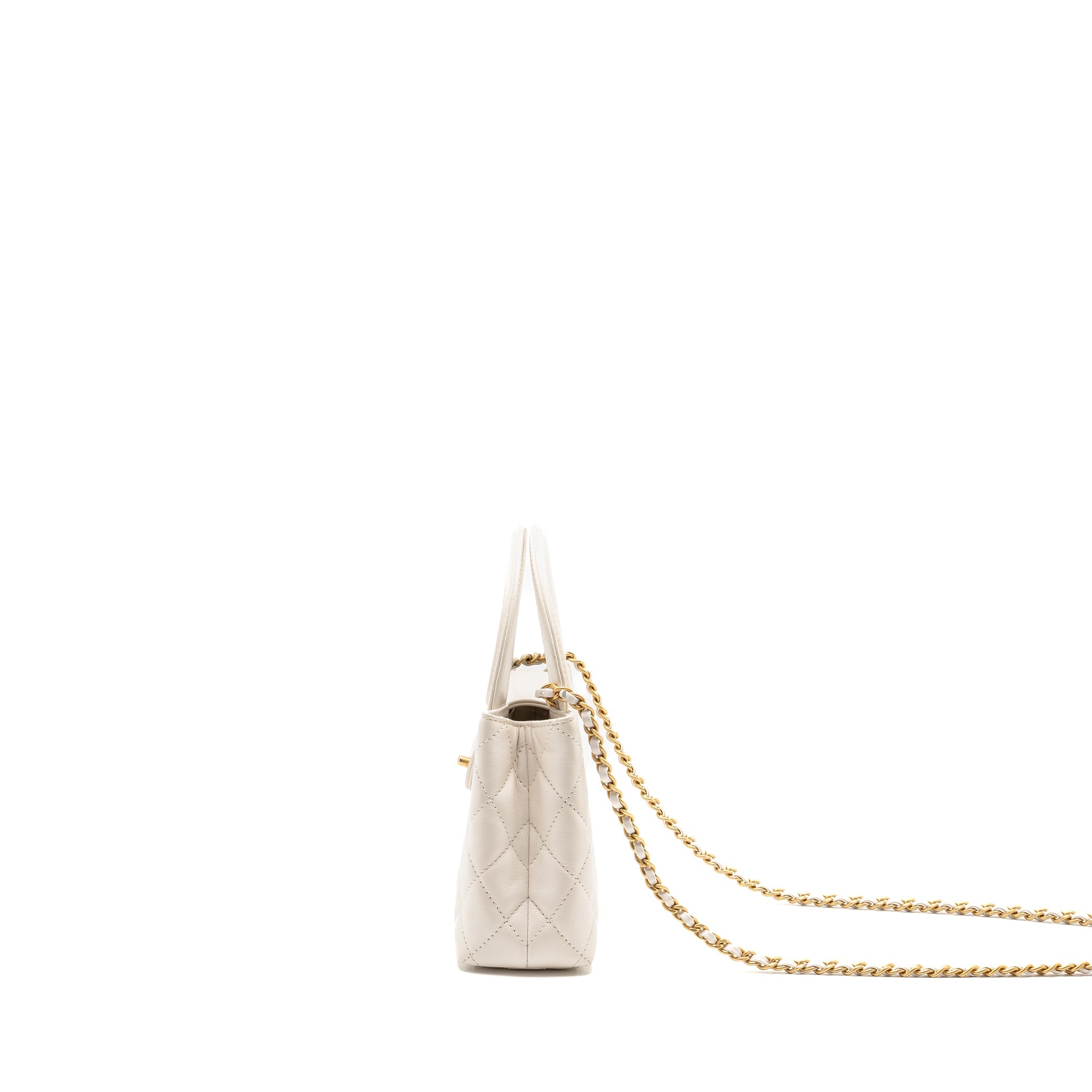 CHANEL MINI KELLY SHOPPING TOTE BAG CALFSKIN WHITE GHW (MICROCHIP) - Image 4