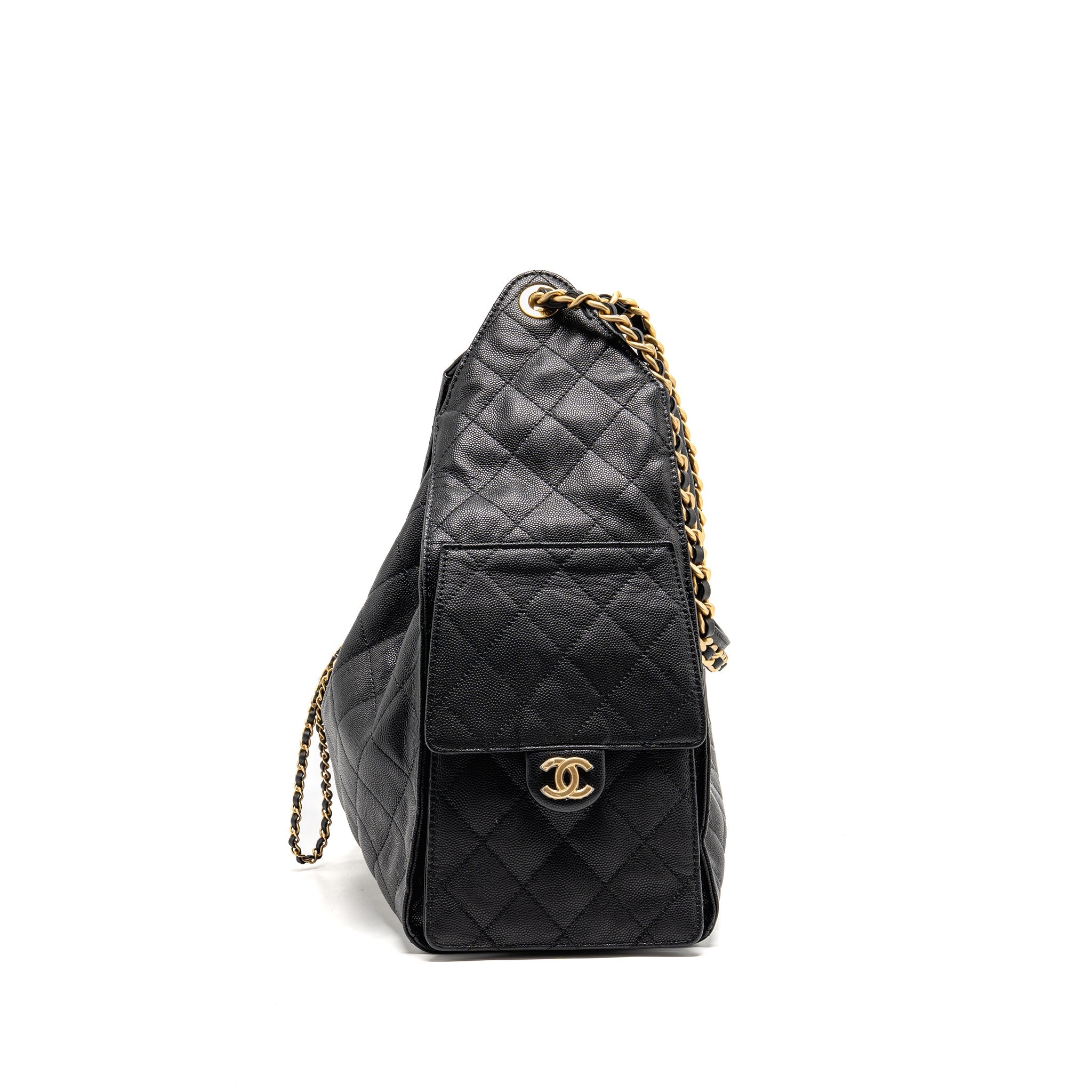 CHANEL 25 MEDIUM CAVIAR BLACK GHW (MICROCHIP) - Image 3