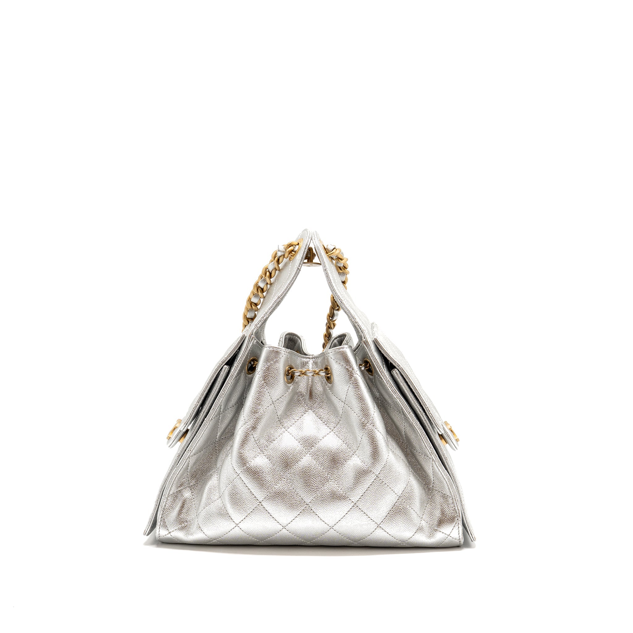 CHANEL SMALL 25 BAG CAVIAR SILVER GHW (MICROCHIP) - Image 2