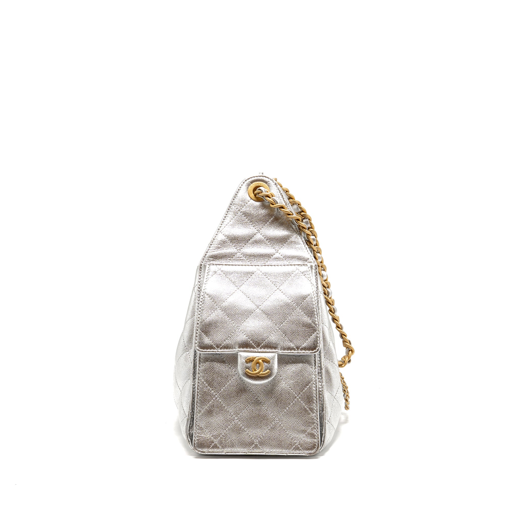 CHANEL SMALL 25 BAG CAVIAR SILVER GHW (MICROCHIP) - Image 4
