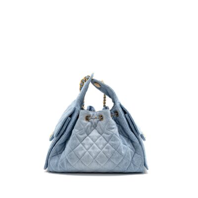 Alternative view of CHANEL SMALL 25 BAG WASHED DENIM LIGHT BLUE GHW (MICROCHIP)