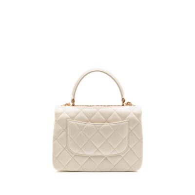 Alternative view of CHANEL TOP HANDLE TRENDY CC FLAP BAG LAMBSKIN WHITE RGHW (MICROCHIP)
