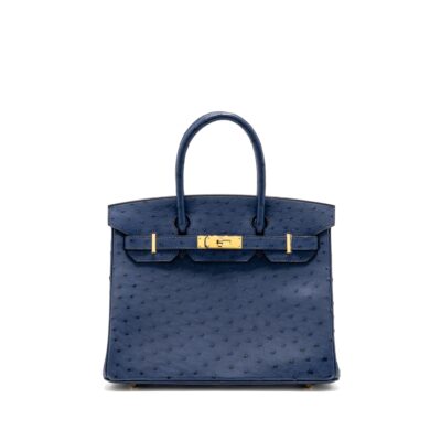 HERMES BIRKIN 30 OSTRICH BLUE IRIS GHW