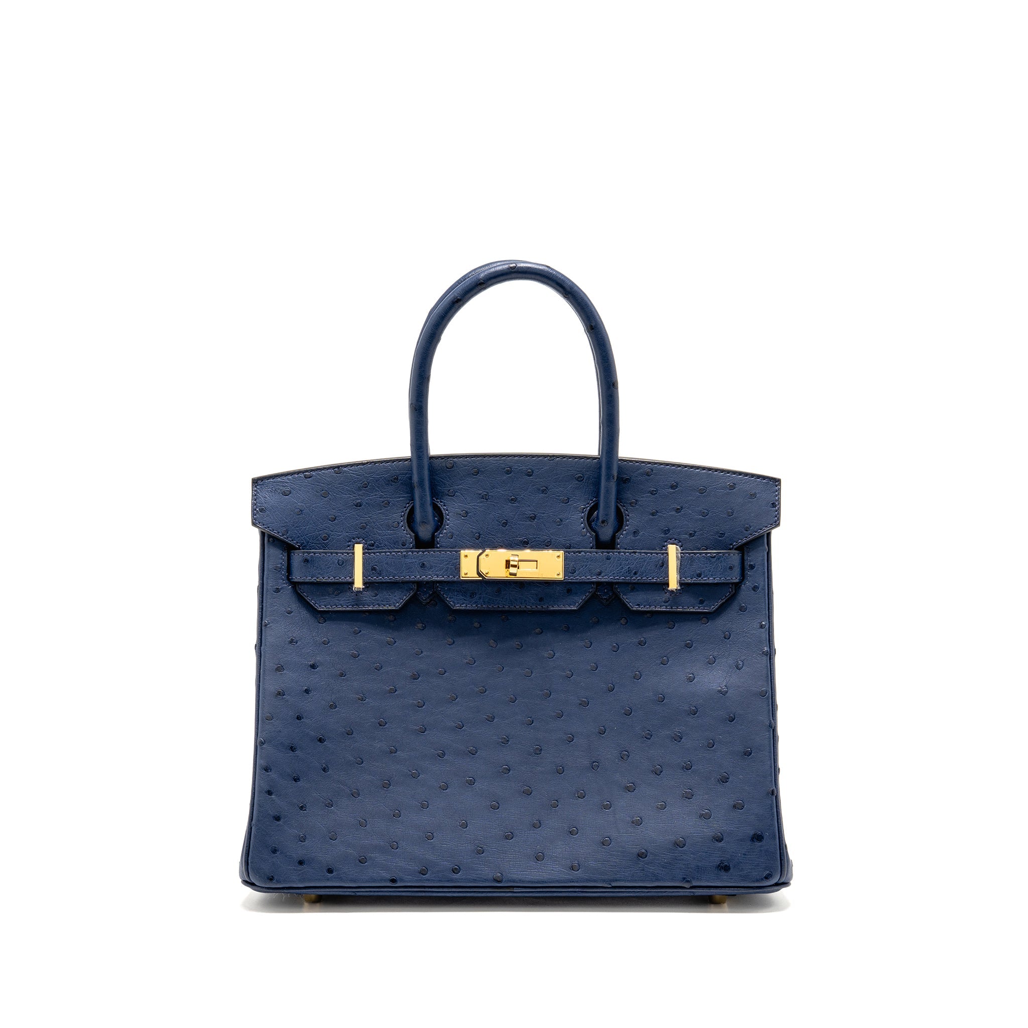 HERMES BIRKIN 30 OSTRICH BLUE IRIS GHW