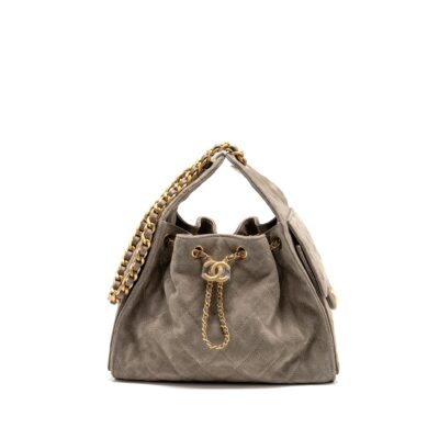 CHANEL SMALL 25 BAG SUEDE GREY GHW (MICROCHIP)