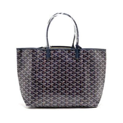 GOYARD SAINT LOUIS PM TOTE GOYARDINE CANVAS/CALFSKIN NAVY BLUE SHW