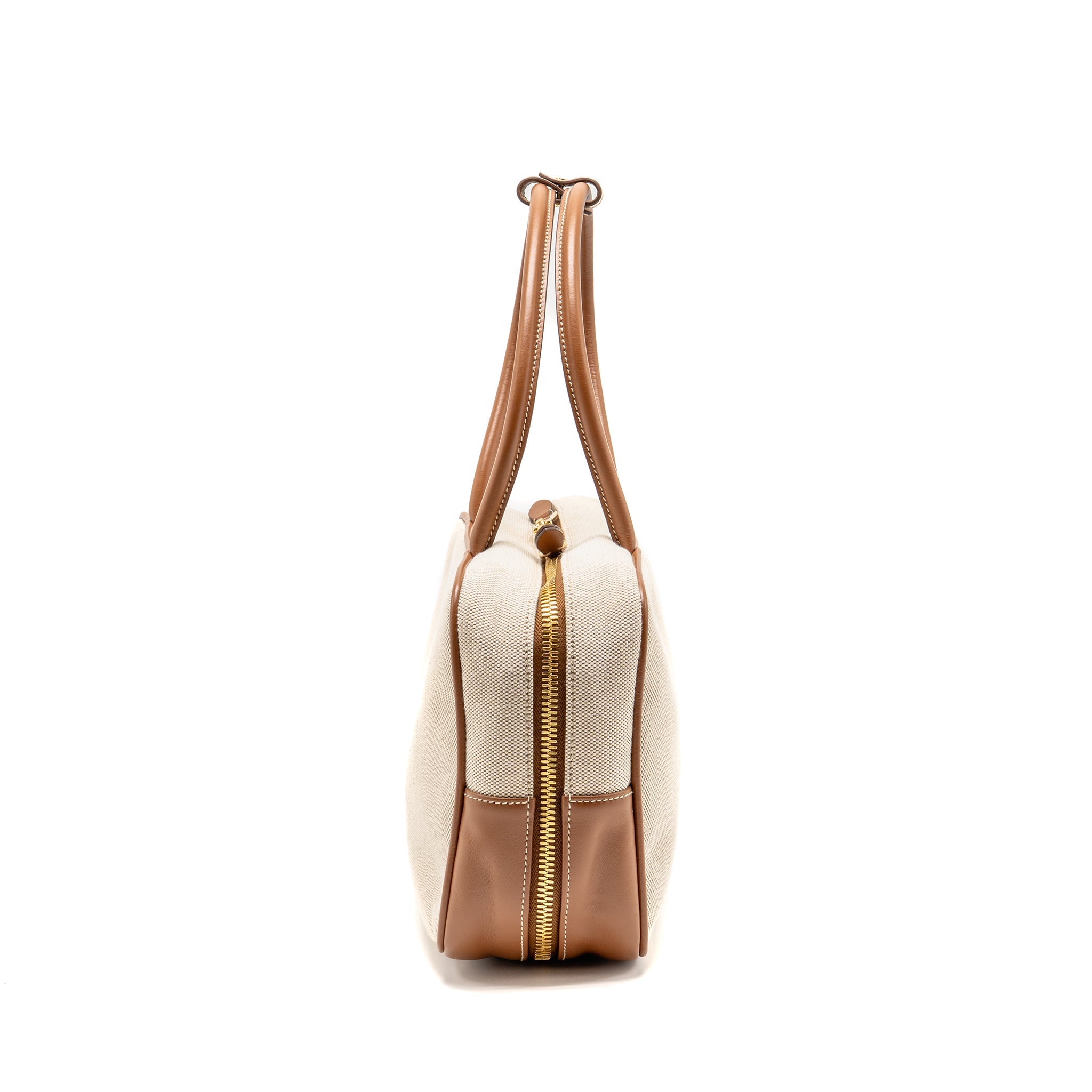 MIU MIU BEAU BAG CANVAS/LEATHER BEIGE/BRANDY GHW - Image 3