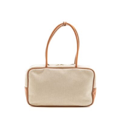 Alternative view of MIU MIU BEAU BAG CANVAS/LEATHER BEIGE/BRANDY GHW
