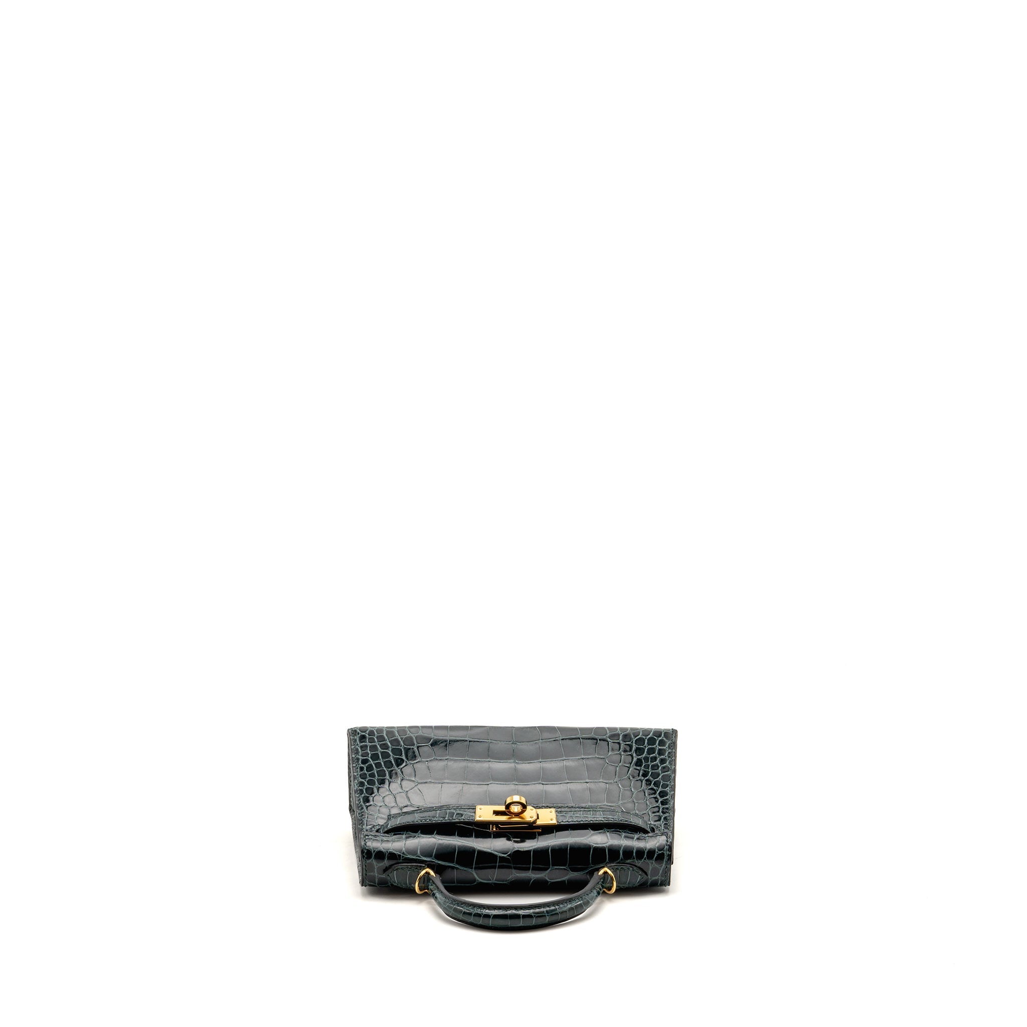 HERMES MINI KELLY II SHINY ALLIGATOR MISSISSIPPIENSIS 6O VERT CYPRES GHW - Image 5