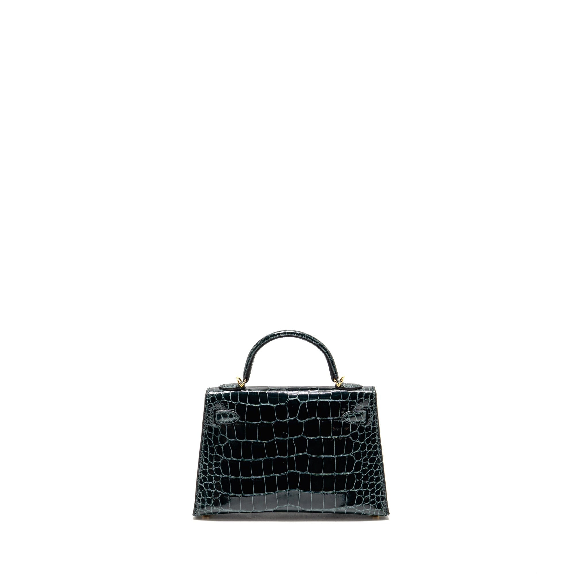 HERMES MINI KELLY II SHINY ALLIGATOR MISSISSIPPIENSIS 6O VERT CYPRES GHW - Image 2