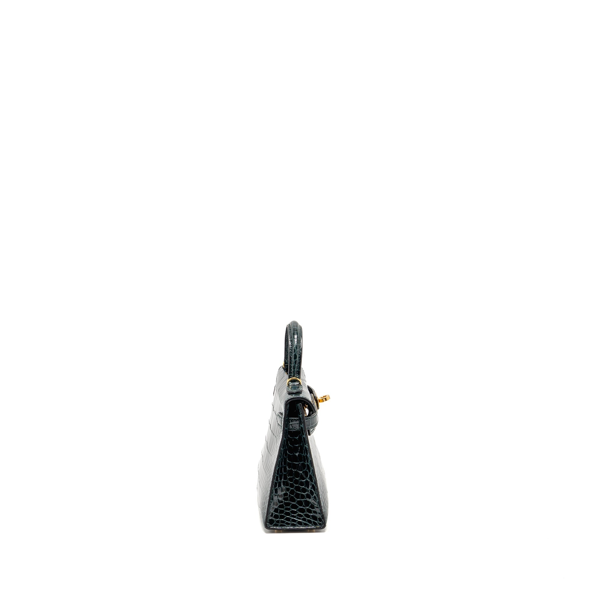 HERMES MINI KELLY II SHINY ALLIGATOR MISSISSIPPIENSIS 6O VERT CYPRES GHW - Image 3
