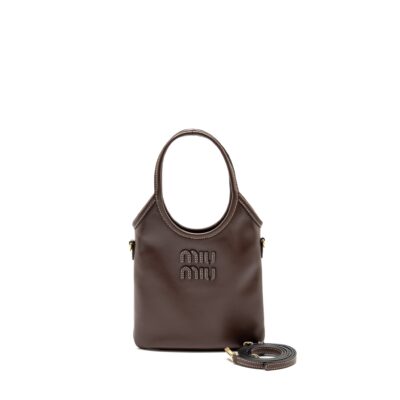 MIU MIU MINI IVY LEATHER BAG DARK BROWN GHW