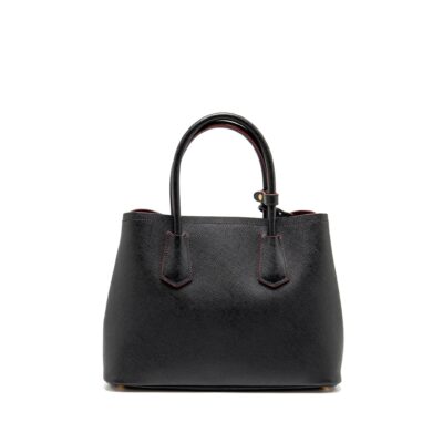 Alternative view of PRADA MEDIUM SAFFIANO CUIR TOTE BAG LEATHER BLACK/FUOCO GHW