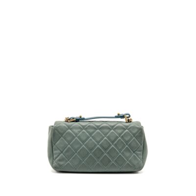 Alternative view of CHANEL TOP HANDLE FLAP SHOULDER BAG WITH CHAIN CAVIAR DARK GREEN GHW