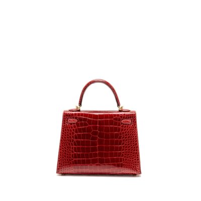 Alternative view of HERMES KELLY 25 CROCODILE POROUS BRAISE GHW