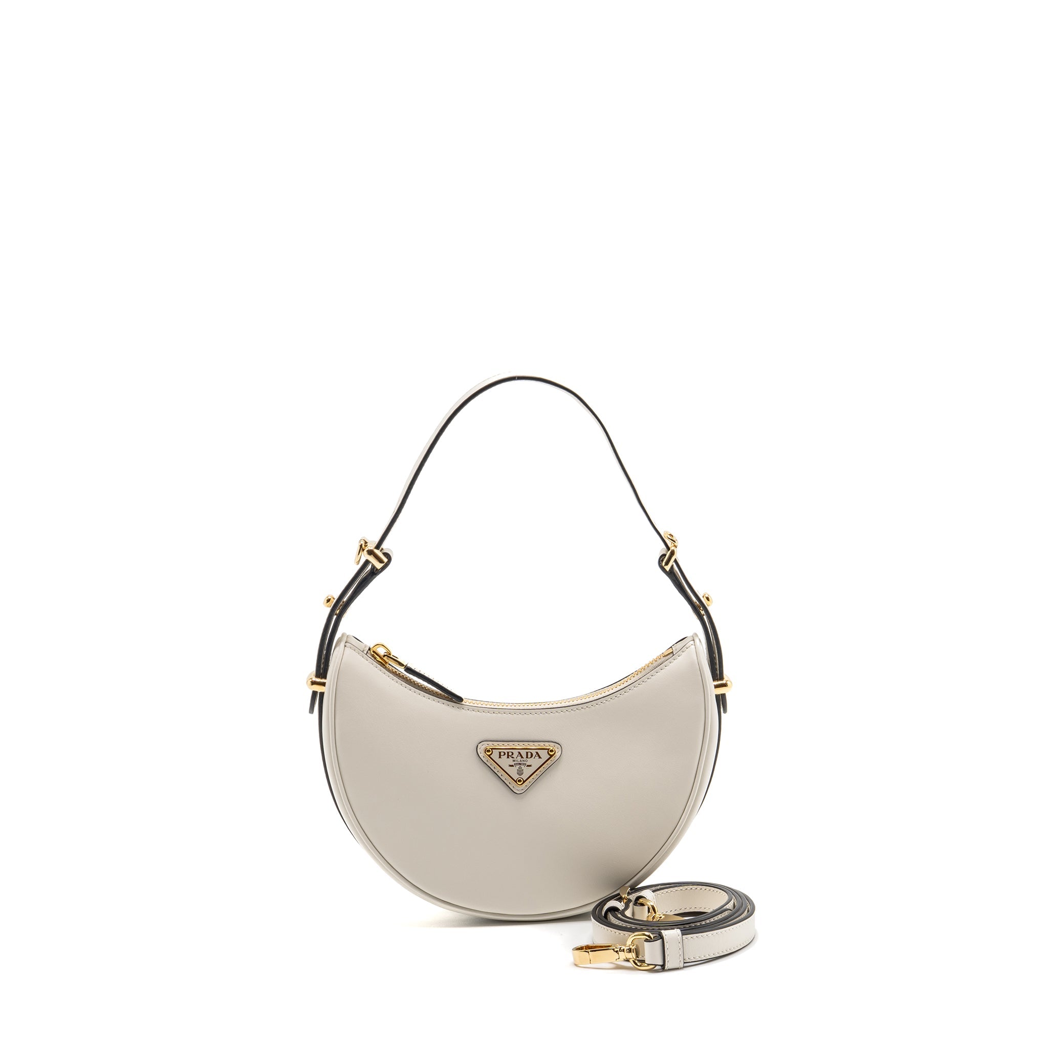 PRADA ARQUÉ SMALL SHOULDER BAG CALFSKIN WHITE GHW