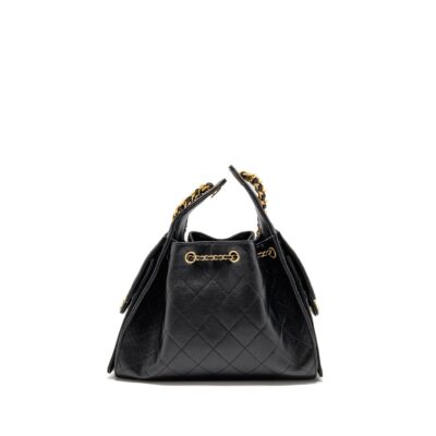 Alternative view of CHANEL 25 SMALL HANDBAG GRAINED CALFSKIN BLACK GHW (MICROCHIP)