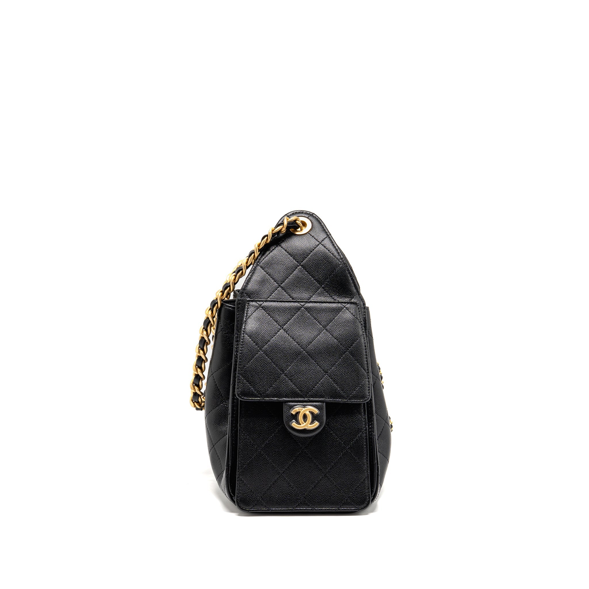 CHANEL 25 SMALL HANDBAG GRAINED CALFSKIN BLACK GHW (MICROCHIP) - Image 4