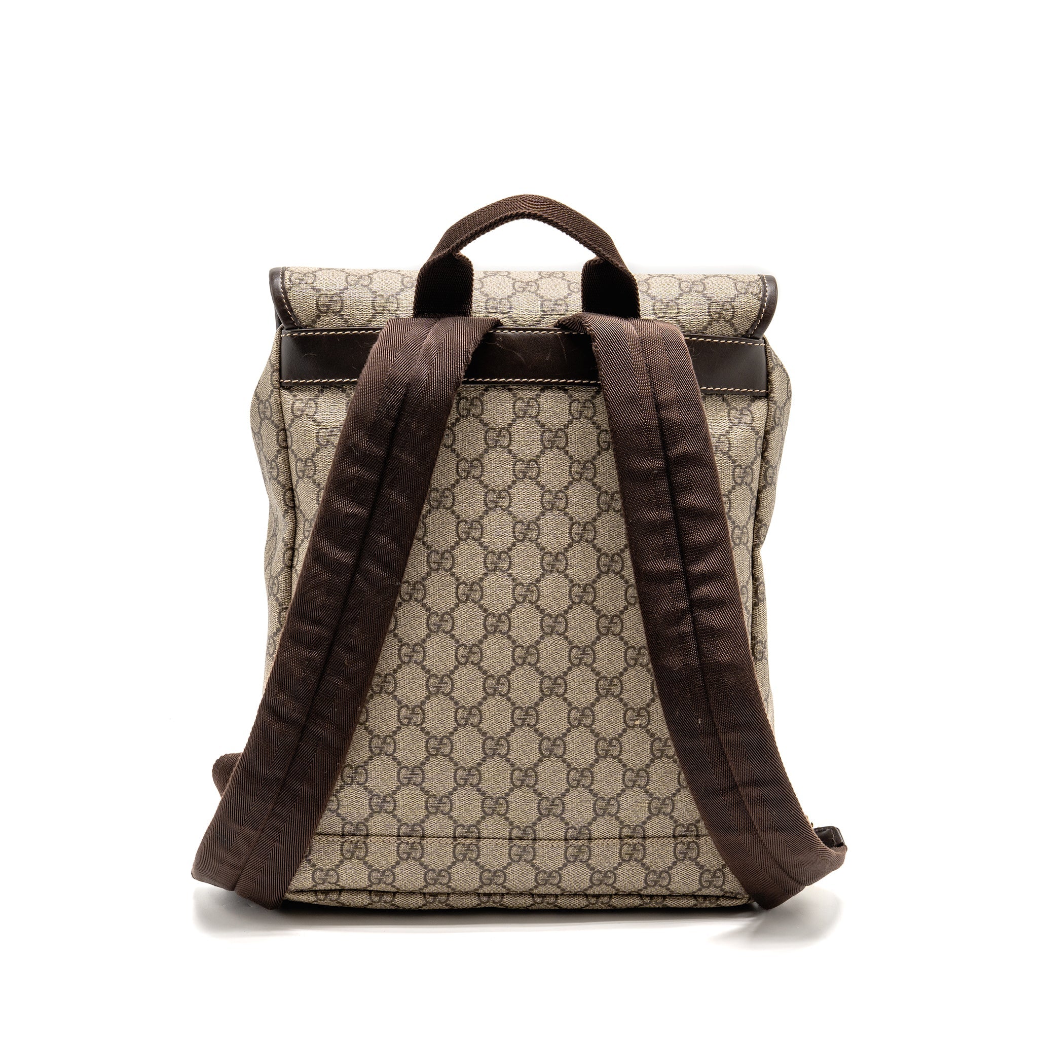 GUCCI SINGLE BUCKLE BACKPACK GG SUPREME CANVAS BROWN SHW - Image 2