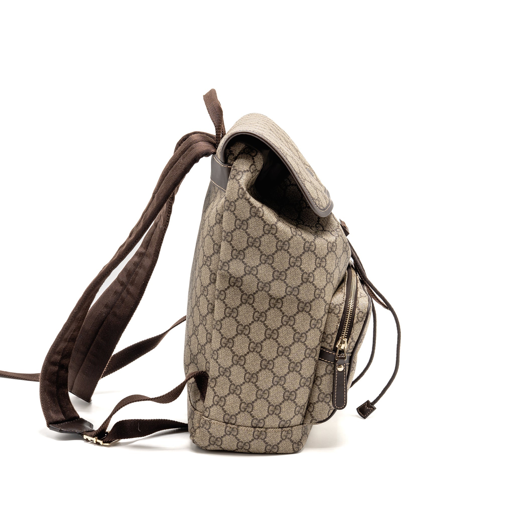 GUCCI SINGLE BUCKLE BACKPACK GG SUPREME CANVAS BROWN SHW - Image 3