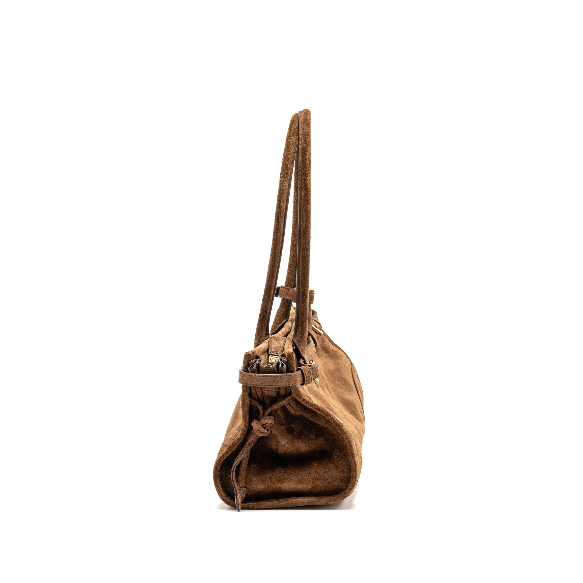 PRADA MEDIUM BONNIE HANDBAG SUEDE LEATHER BROWN GHW - Image 3