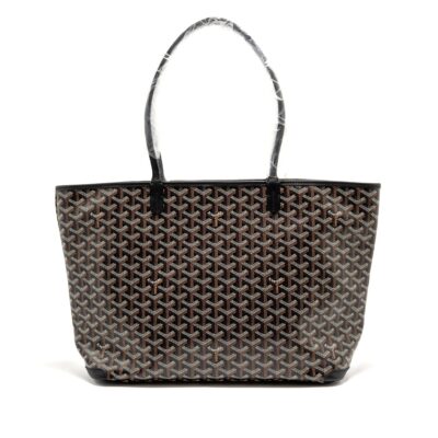 GOYARD ARTOIS MM HANDBAG GOYARDINE CANVAS/CALFSKIN BLACK SHW
