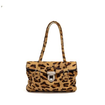 PRADA LEOPARD PRINT SHOULDER BAG PONYHAIR MULTICOLOURED SHW