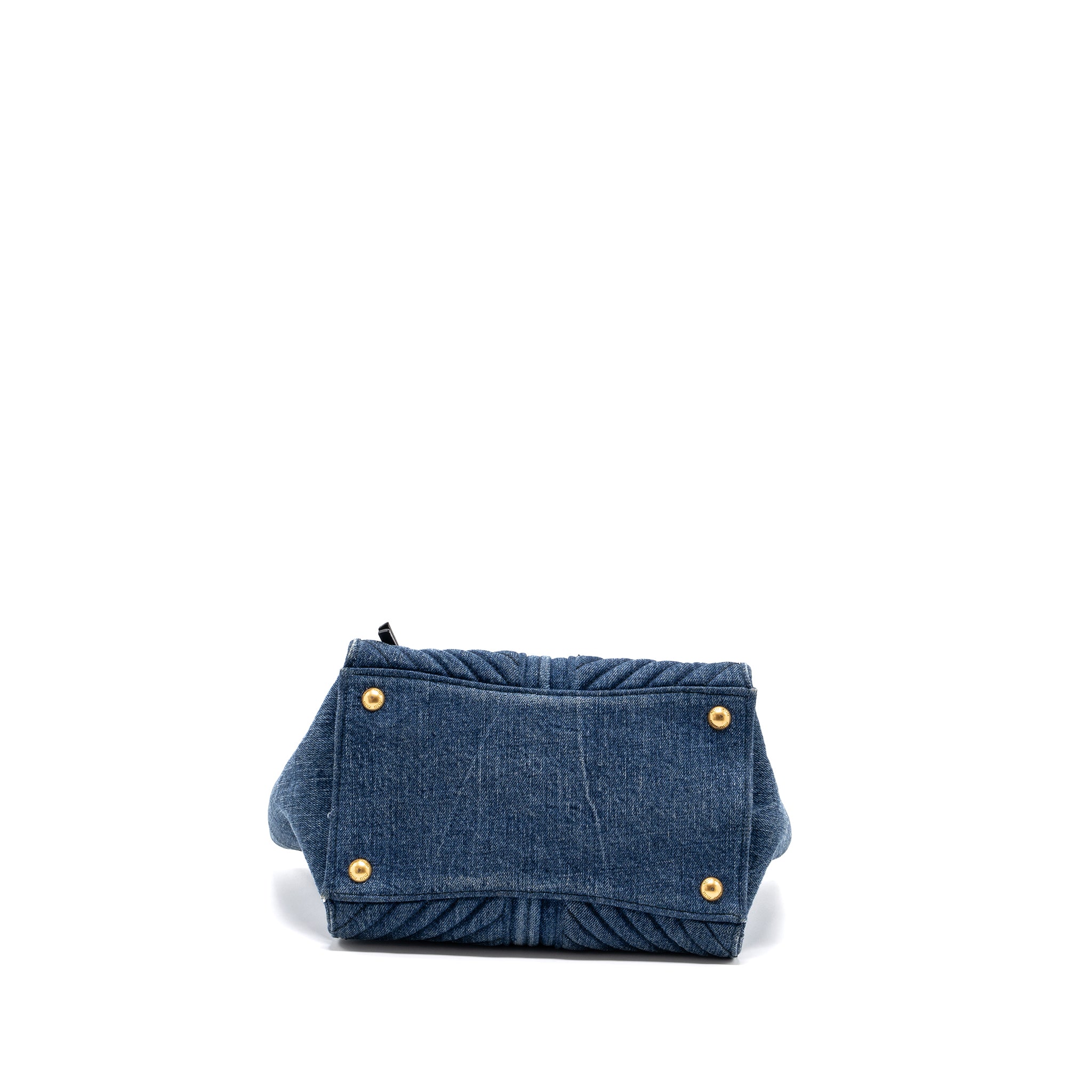 MIUMIU SMALL BIKER TOP HANDLE SATCHEL DENIM NAVY BLUE GHW - Image 5