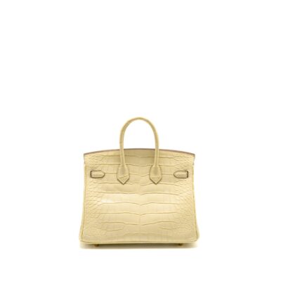 Alternative view of HERMES BIRKIN 25 SPECIAL ORDER MAT ALLIGATOR MISSISSIPPIENSIS VANILLE / GRIS PERLE LGHW