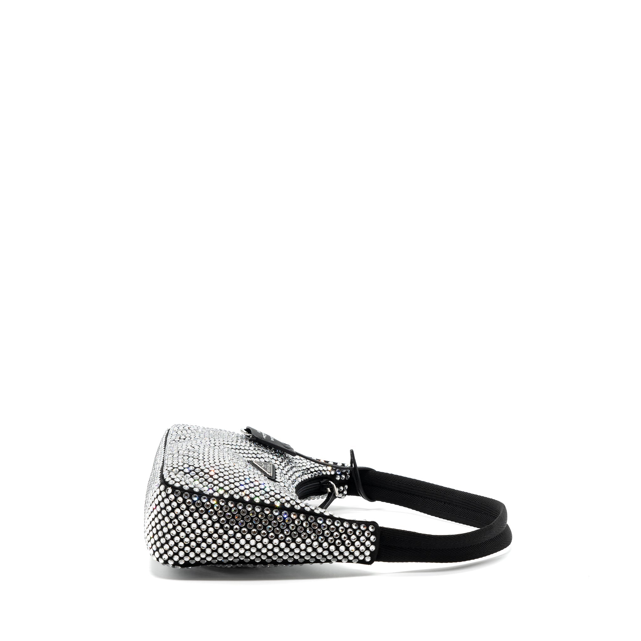 PRADA REEDITION 2000 MINI BAG SATIN WITH CRYSTAL BLACK SHW - Image 4