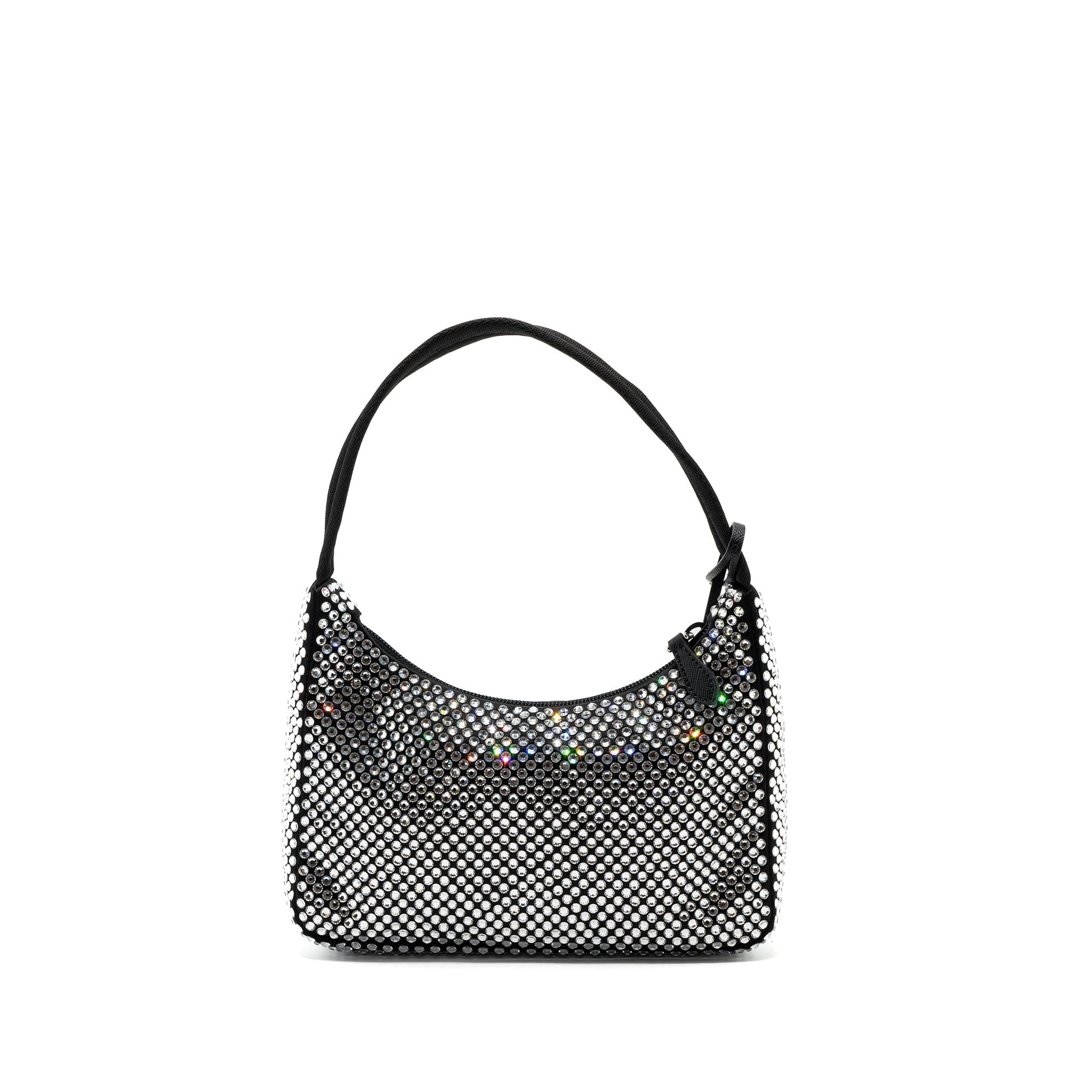 PRADA REEDITION 2000 MINI BAG SATIN WITH CRYSTAL BLACK SHW - Image 2