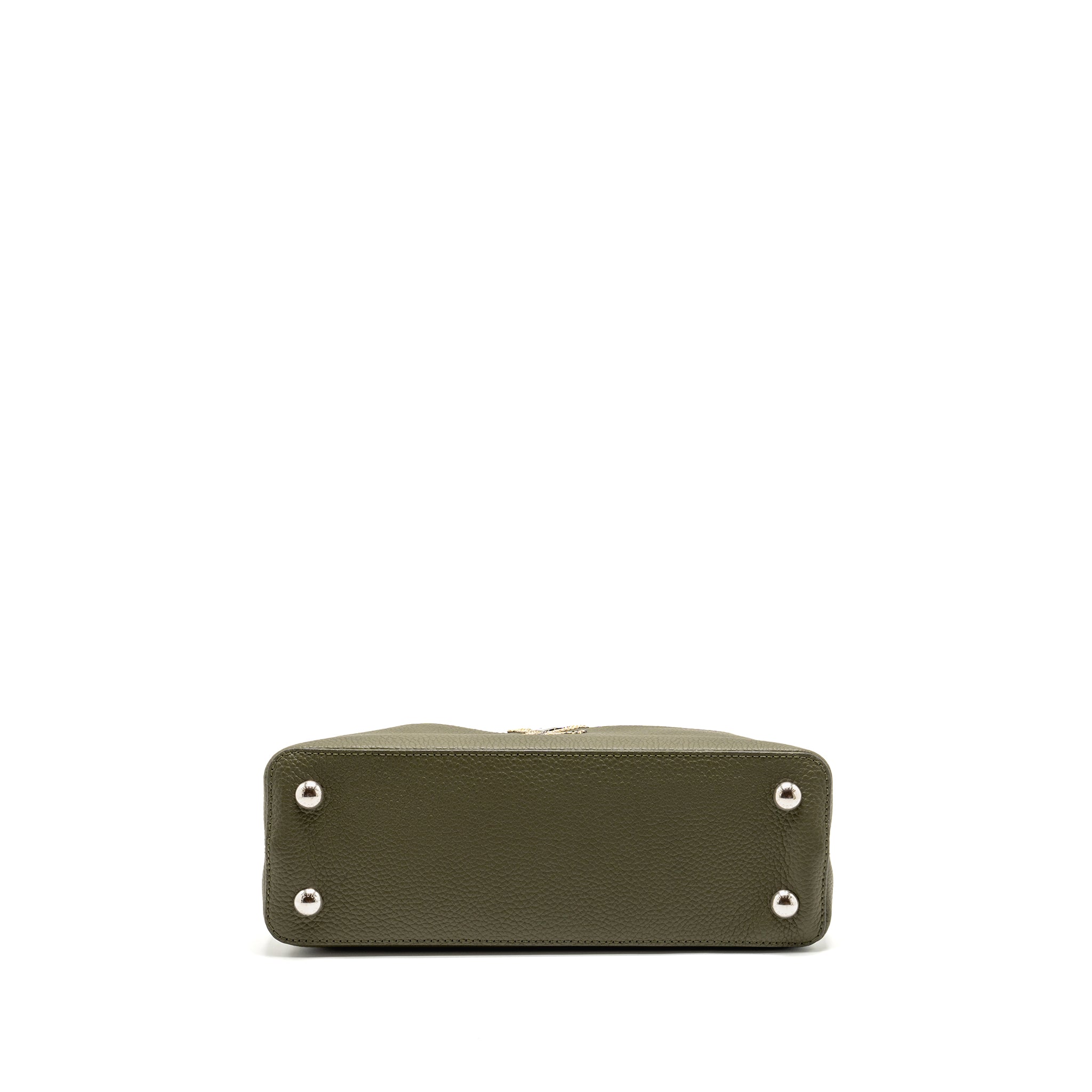 LOUIS VUITTON CAPUCINES MM CALFSKIN / PYTHON HANDLE MULTICOLOR OLIVE GREEEN / NATURAL SHW - Image 5