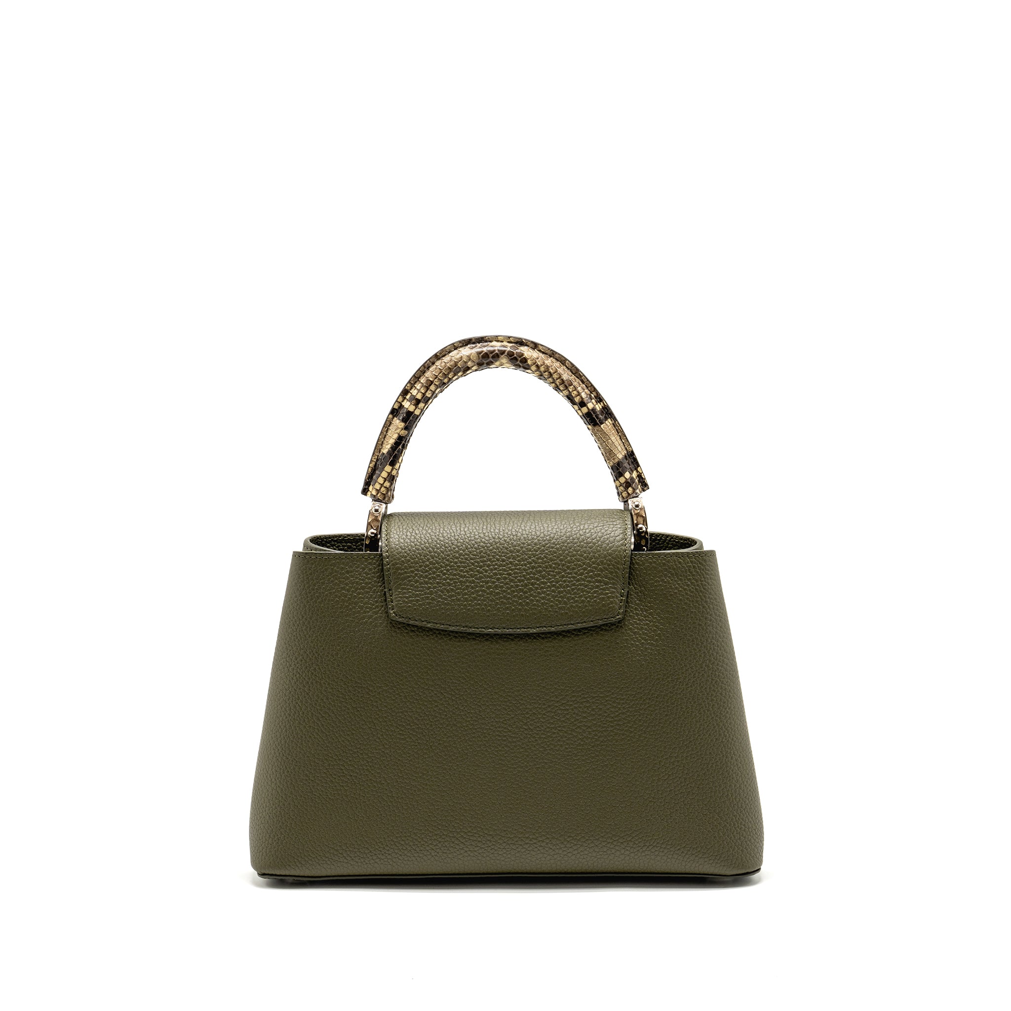 LOUIS VUITTON CAPUCINES MM CALFSKIN / PYTHON HANDLE MULTICOLOR OLIVE GREEEN / NATURAL SHW - Image 2