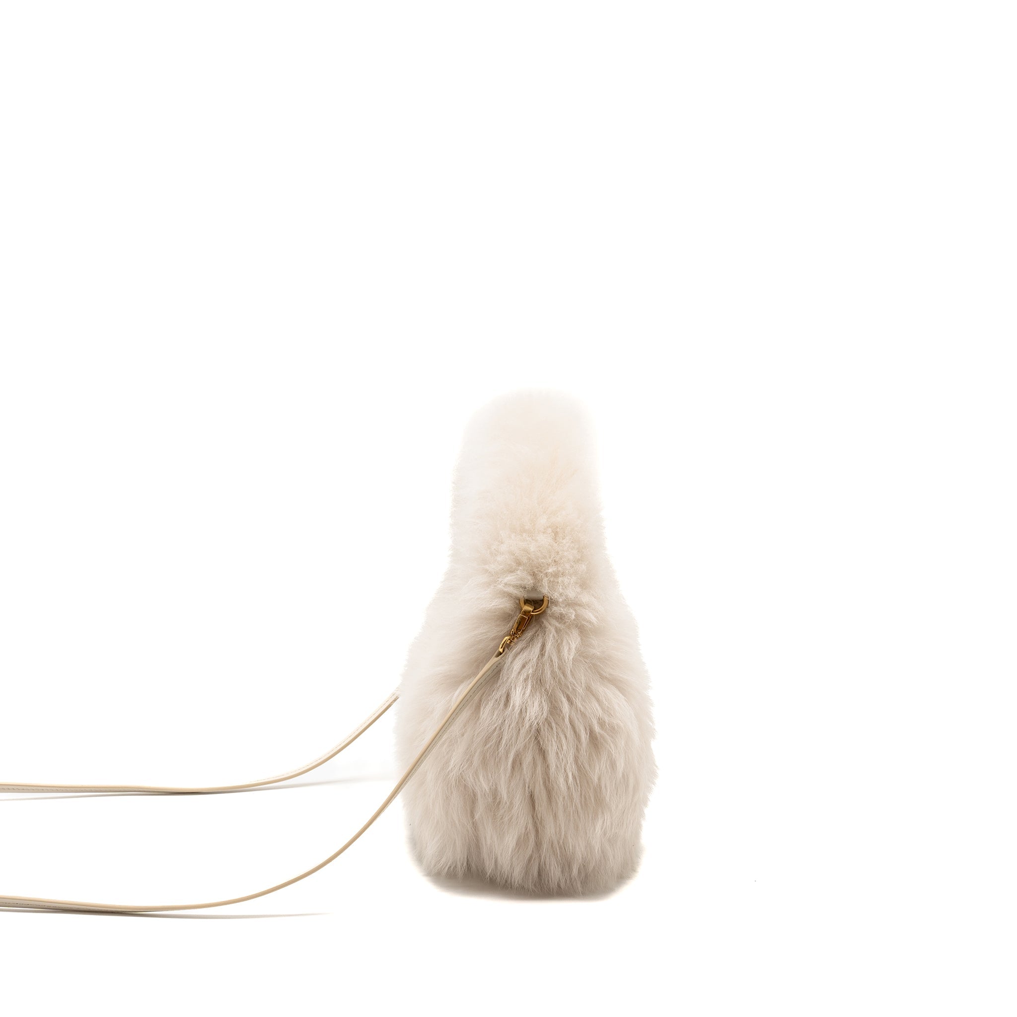 MIU MIU WANDER BAG SHEARLING LIGHT GREY GHW - Image 3