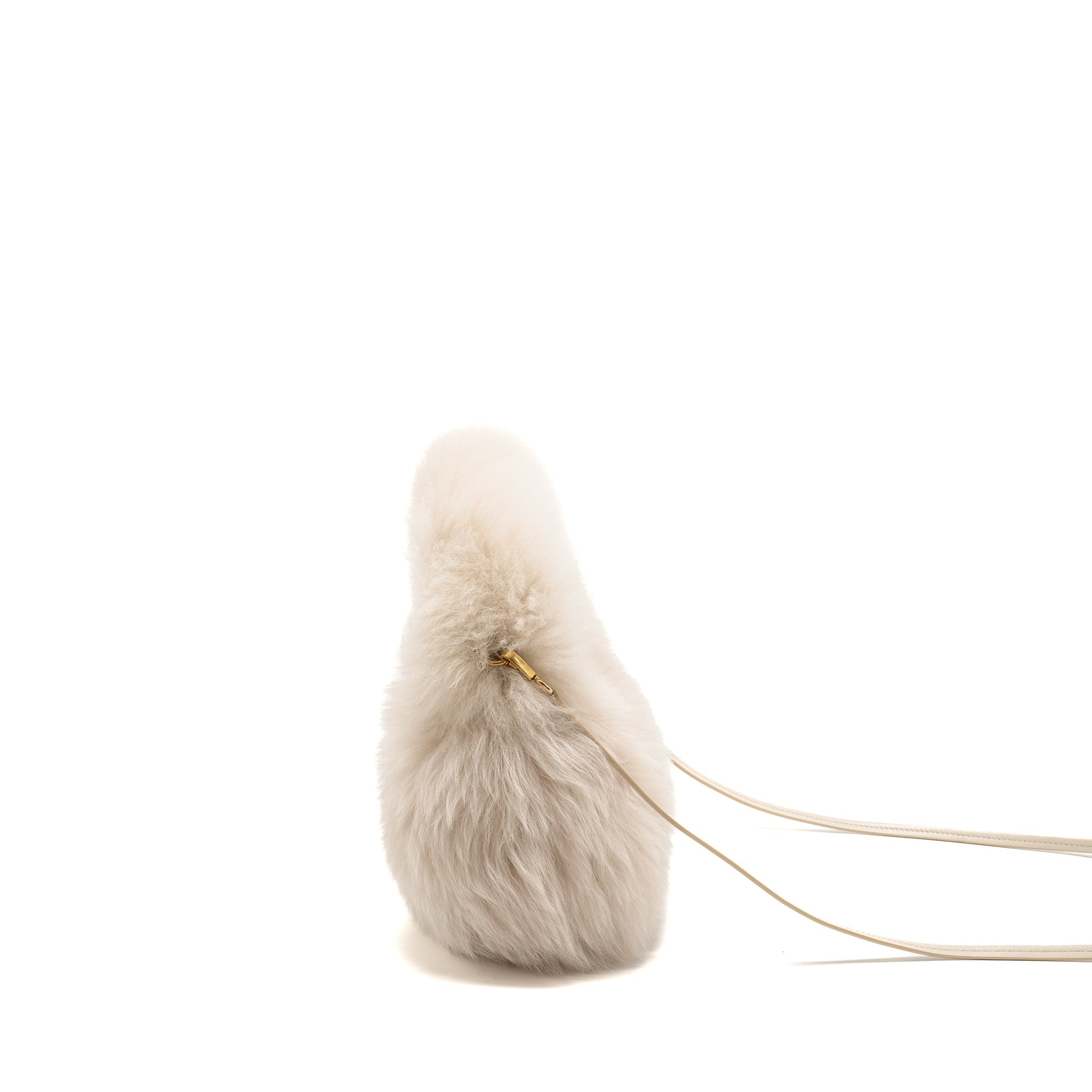 MIU MIU WANDER BAG SHEARLING LIGHT GREY GHW - Image 4