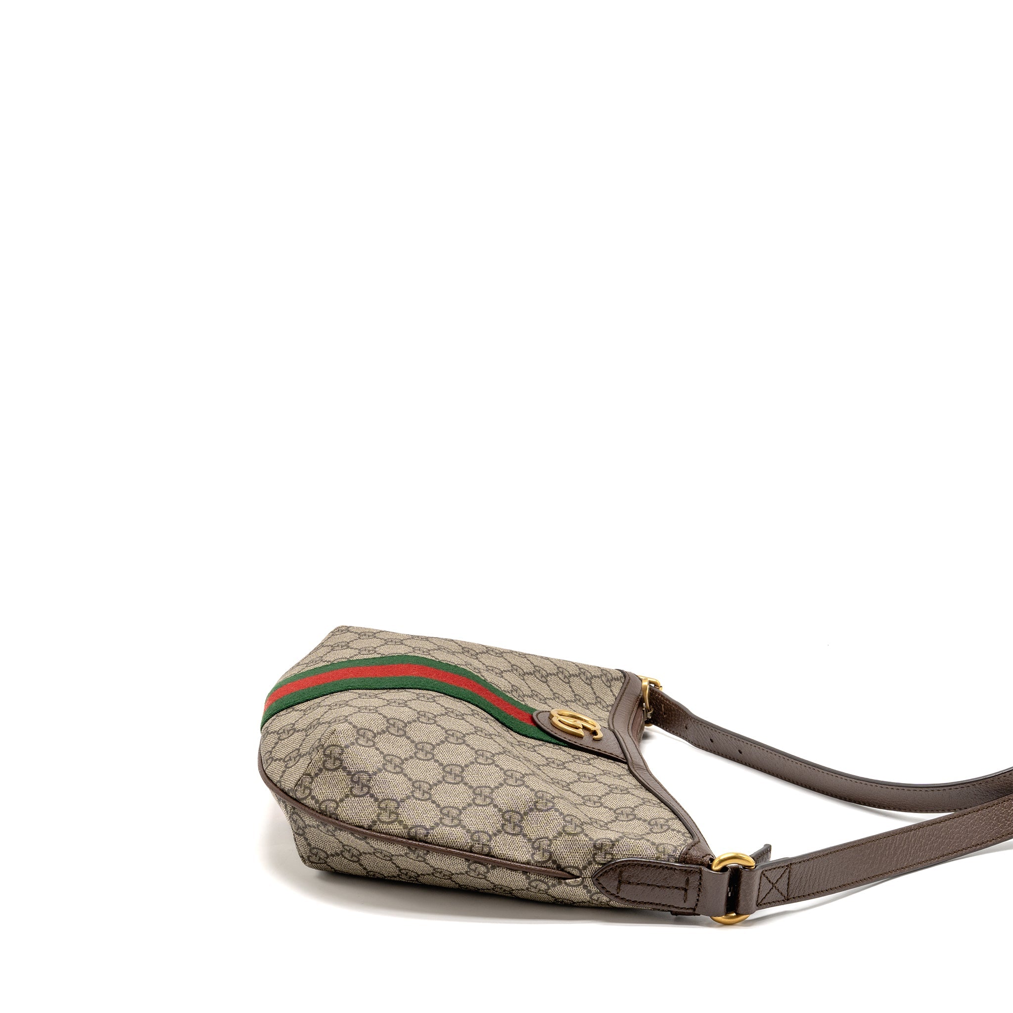 GUCCI SMALL OPHIDIA HALF MOON CROSSBODY HOBO BAG GG SUPREME CANVAS GHW - Image 4