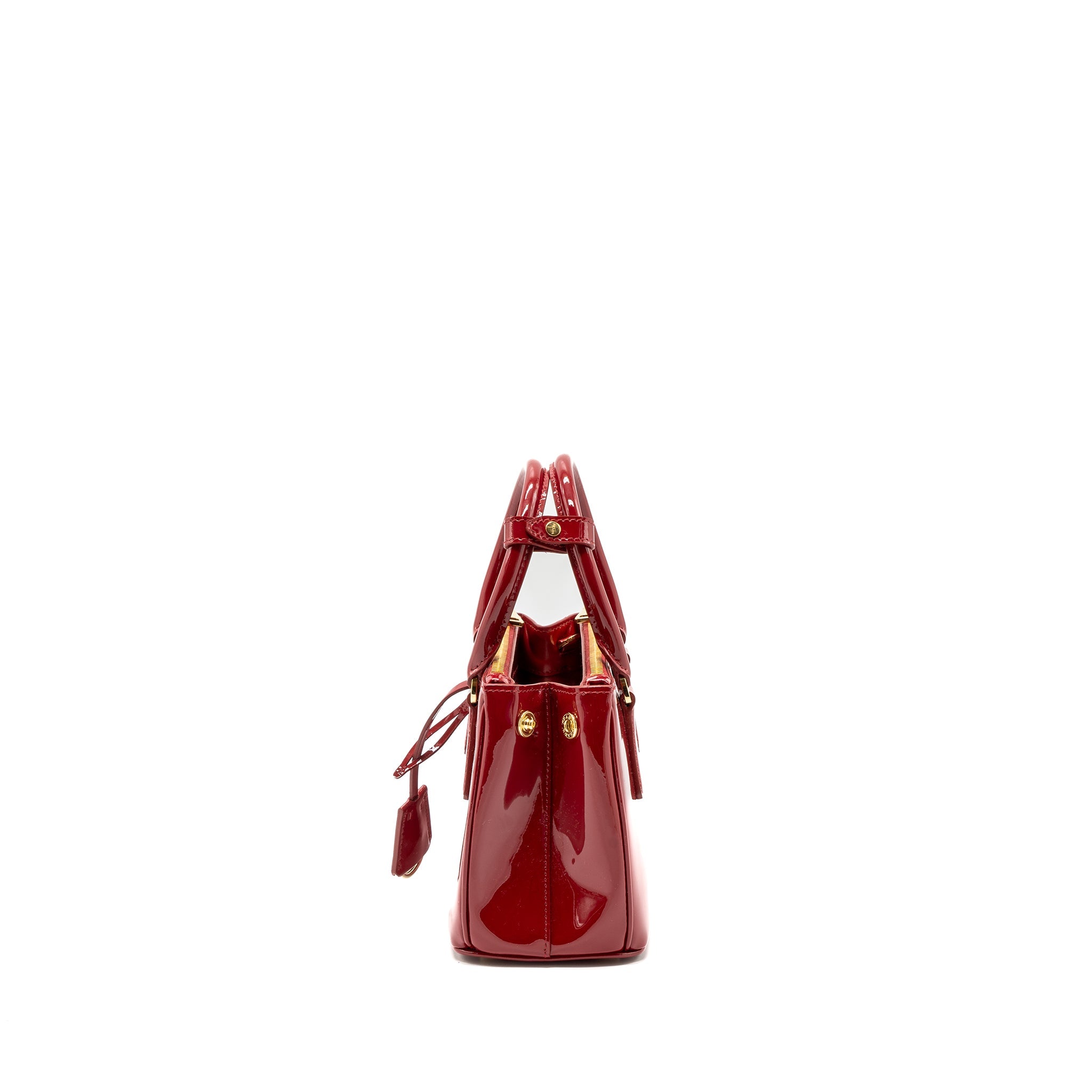 PRADA SMALL GALLERIA BAG PATENT CHERRY GHW - Image 3