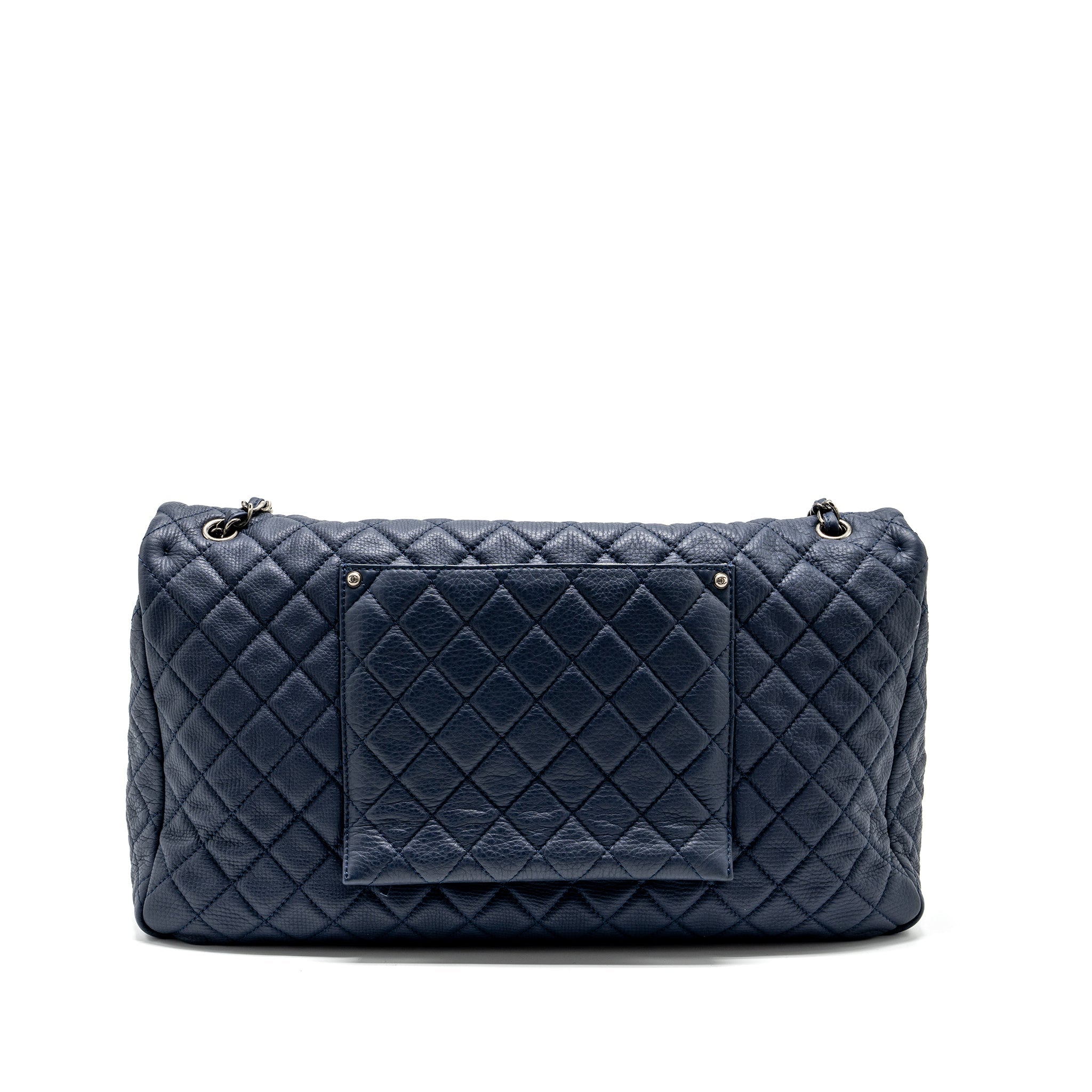 CHANEL XXL AIRLINE CLASSIC FLAP BAG GRAINED CALFSKIN DARK BLUE RUTHENIUM HARDWARE - Image 2
