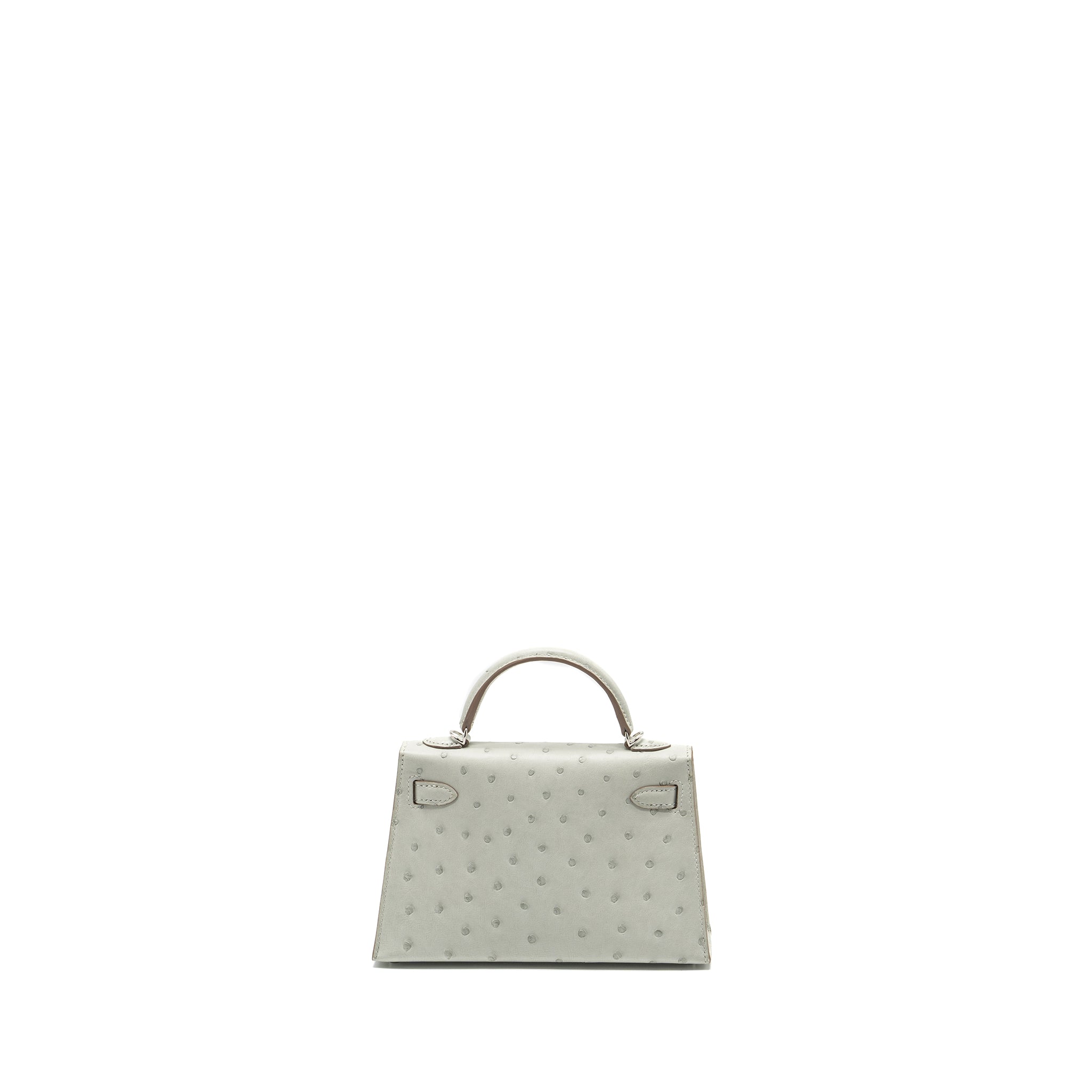 HERMES MINI KELLY II SPECIAL ORDER OSTRICH GRIS PERLE/JAUNE AMBER SHW - Image 2