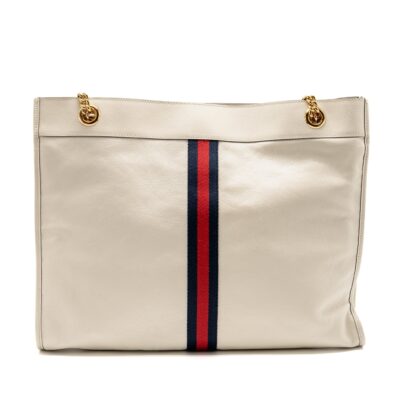 Alternative view of GUCCI RAJAH LARGE CHAIN TOTE BAG LEATHER WHITE GHW
