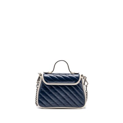 Alternative view of GUCCI GG MARMONT TOP HANDLE BAG CALFSKIN NAVY/ WHITE SHW
