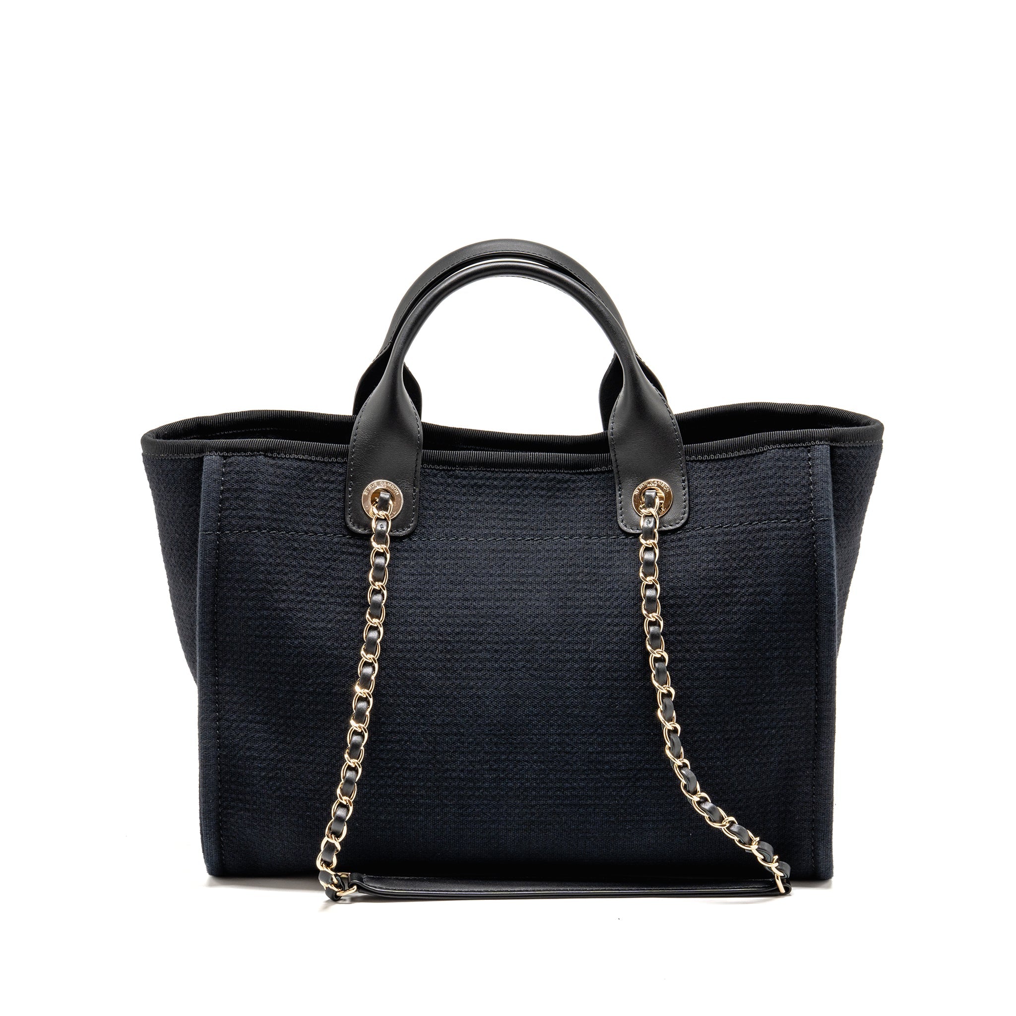 CHANEL DEAUVILLE TOTE BAG CANVAS/CALFSKIN BLACK LGHW (MICROCHIP) - Image 2
