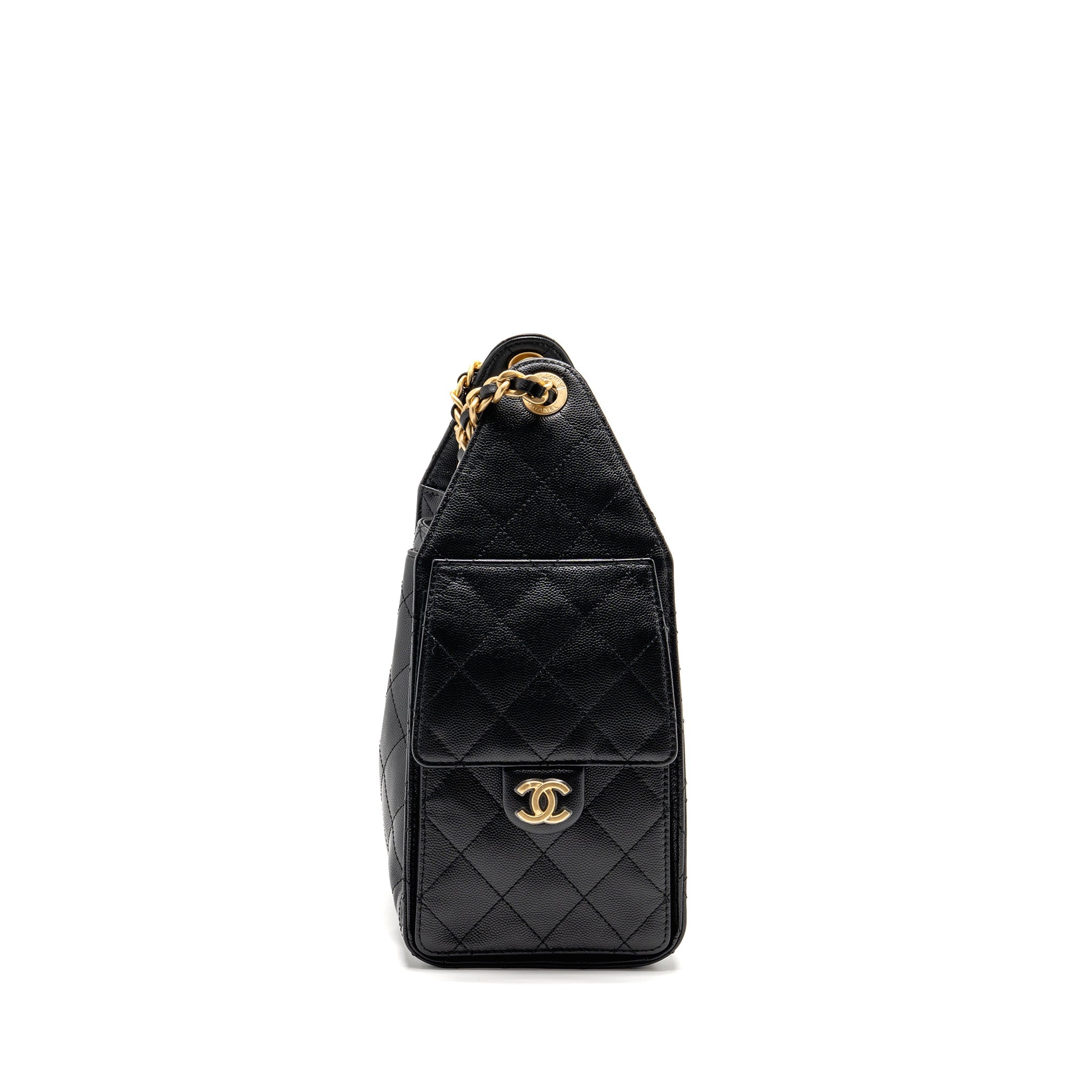 CHANEL SMALL 25 BAG CAVIAR BLACK GHW (MICROCHIP) - Image 4