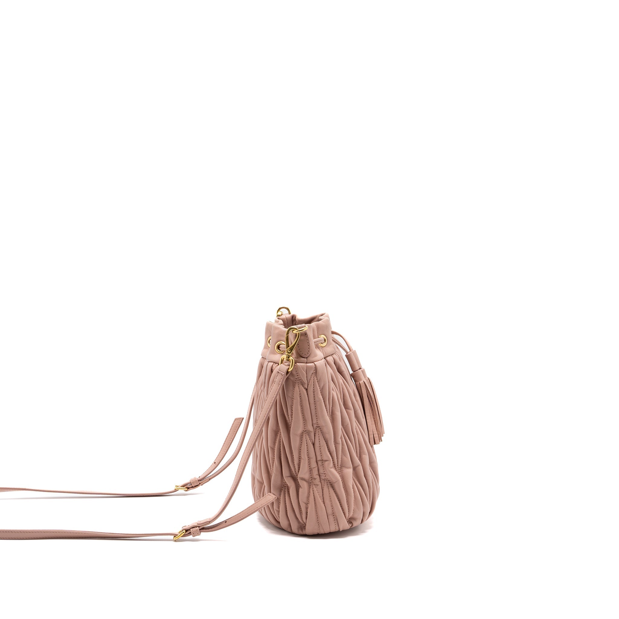 MIUMIU MATELASSE BUCKET BAG NAPPA PINK GHW - Image 3