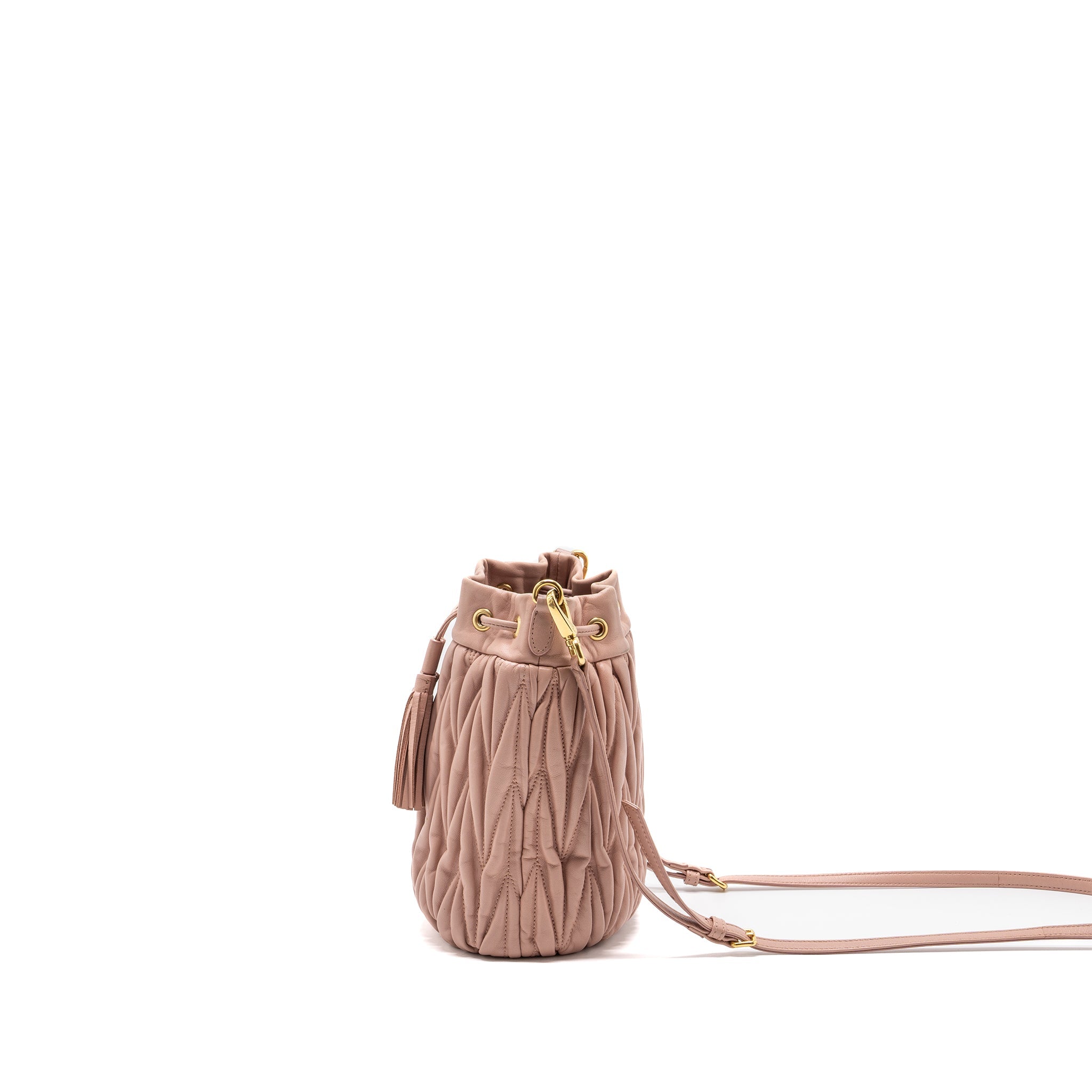 MIUMIU MATELASSE BUCKET BAG NAPPA PINK GHW - Image 4