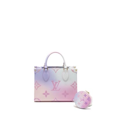 LOUIS VUITTON ONTHEGO PM CALFSKIN SUNRISE PASTEL MULTICOLOUR PINK / PURPLE GHW